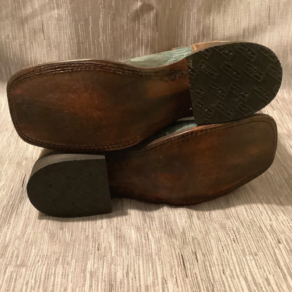 tony lama womens reptile square toe leather sole boots Sz 9B western cowgirl - Picture 5 of 11